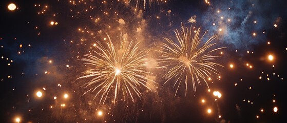 Fototapeta premium Spectacular Fireworks Display Lighting Up the Night Sky with Vibrant Colors and Sparkling Effects