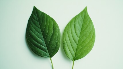 Fototapeta premium Green leaves on white