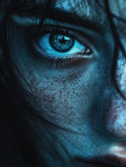 Naklejka premium Woman's Freckled Face Close Up