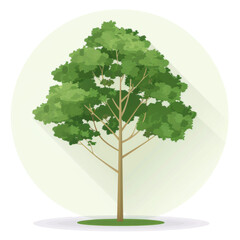 Fototapeta premium Vibrant Green Oak Tree Illustration on a Soft Background