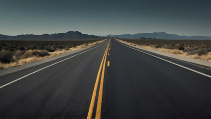 A landscape of an asphalt highway road