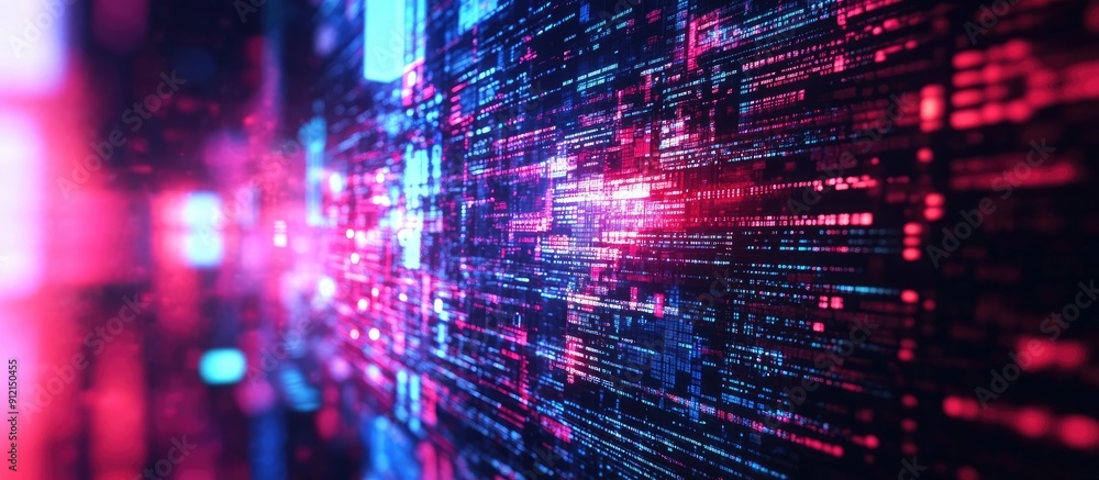Poster 3d rendered text depicting technological failures with screen glitch effects and interference