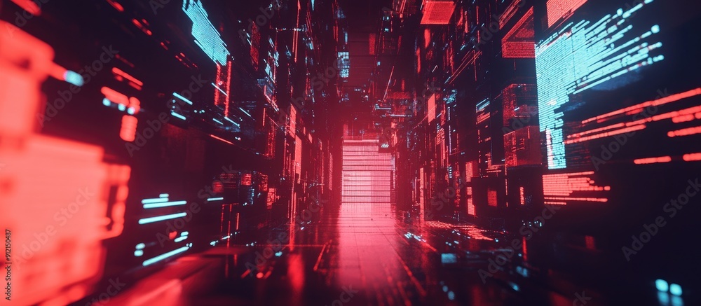 Poster 3d rendered text featuring technology failure effects and dynamic screen glitches