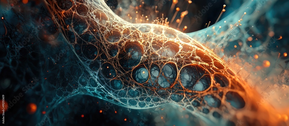Poster abstract 3d manual rendering of fractal technology background