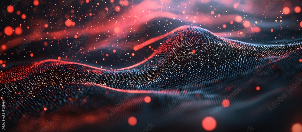 Poster abstract 3d illustration of network and data system concept with connections and structures in techn