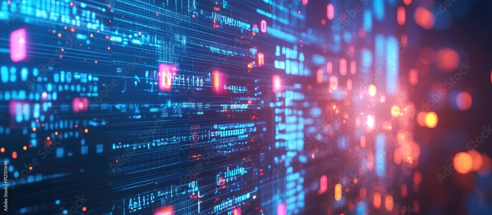 Aufkleber abstract background featuring 3d technology data transfer databases artificial intelligence and busi