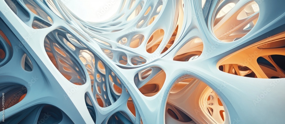Aufkleber abstract 3d render of geometric architectural structures