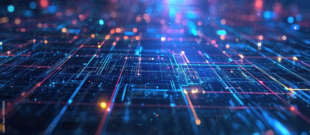 Poster abstract background showcasing computer technology and network visual connections