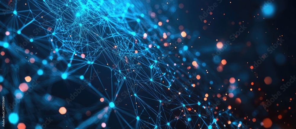 Poster abstract background showcasing computer technology and network visual connections