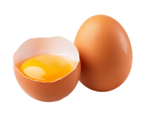 Eier mit offene ei isoliert auf weißen Hintergrund, Freisteller, Transparent 