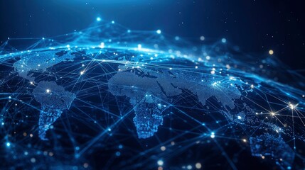 Fototapeta premium Global business network, digital technology, data exchange concept. Business Intelligence and cloud computing, digital marketing, with generative ai
