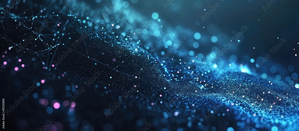 Poster abstract digital technology background for corporate presentations with particle effects