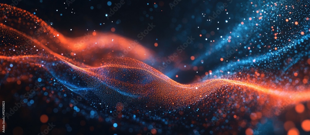 Aufkleber abstract digital technology background with corporate themes and particle effects for presentations 