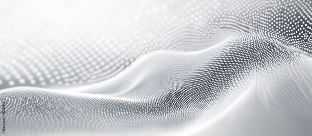 Poster abstract gray and white dot wave texture background representing light technology and big data conce