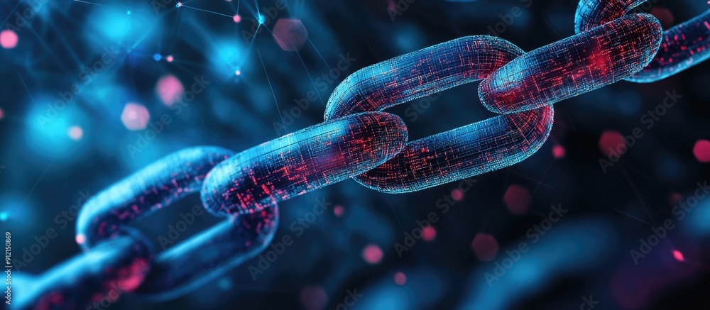 Poster abstract illustration of grid based blockchain technology