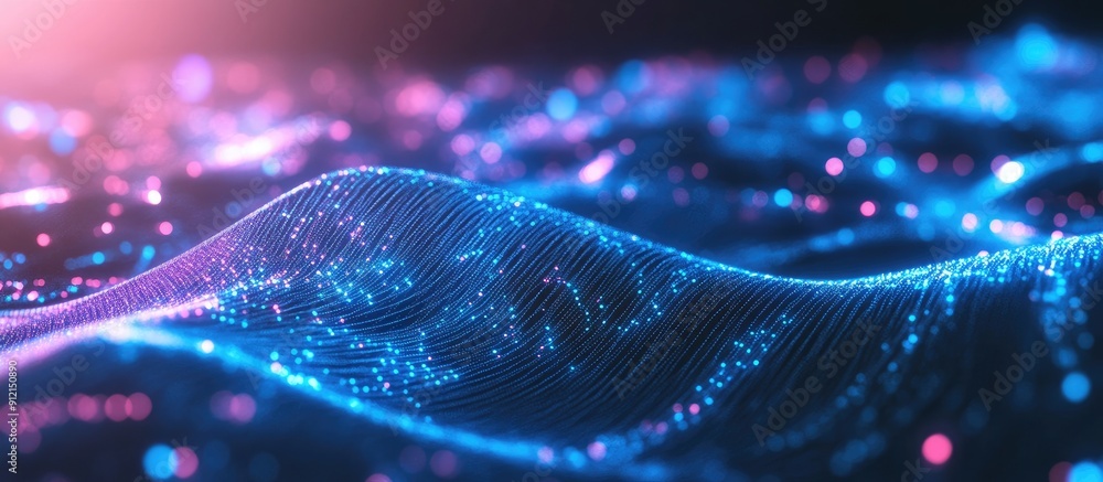 Poster abstract network connections featuring luminous points and lines on a dark gradient background ideal