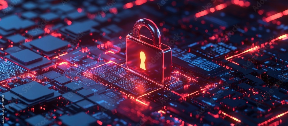 Poster cybersecurity and data protection a 3d visualization of business technology and privacy concepts