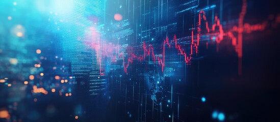 Fototapeta premium Analysis of statistical and stock market data against a blue background Concept of global economy and business technology