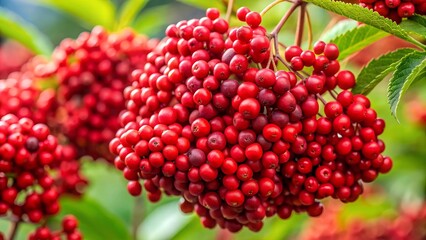 Crimson Clusters: A Study in Red Elderberry Berries  AI generated