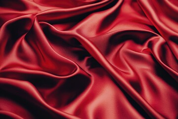 Red satin fabric close-up