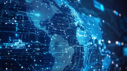 Obraz premium Global business network, digital technology, data exchange concept. Business Intelligence and cloud computing, digital marketing, with generative ai