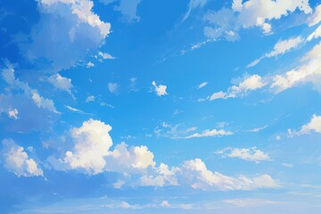 日本の青空と白い雲（雲・空・自然・風景・大空風・空気）