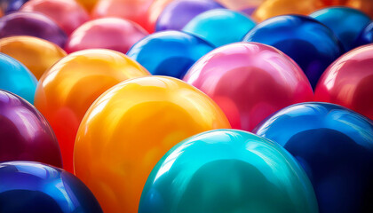 Close up colorful balloons on festival.