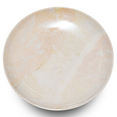 Empty Brown circle marble plate isolated on white background.