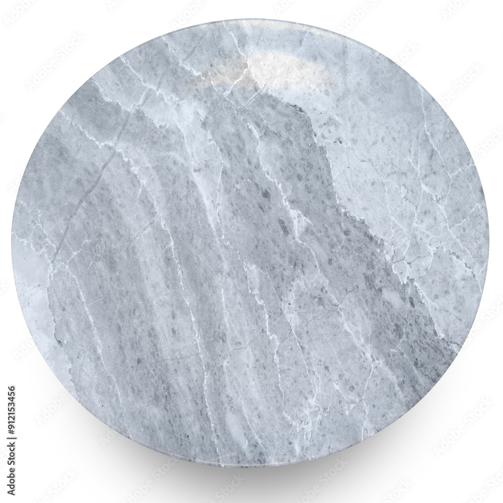 Canvas Prints Grey circle marble plate isolated on white background.