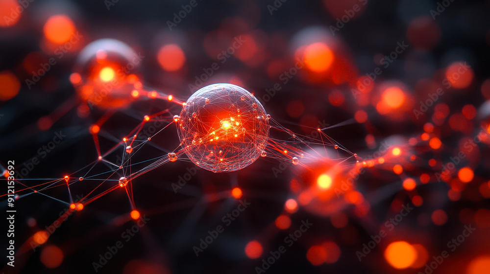 Aufkleber futuristic digital network connectivity concept with glowing nodes and connections representing onli