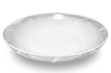 White circle marble plate isolated on white background.