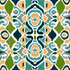 Ethnic abstract art ikat. Seamless ornamental print. Geometric ethnic pattern seamless color oriental. Design for background, curtain, carpet, wallpaper, clothing, packaging, batik.