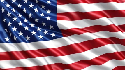 Naklejka premium The American flag waves gently, showcasing its vibrant red, white, and blue colors in a slow and graceful motion