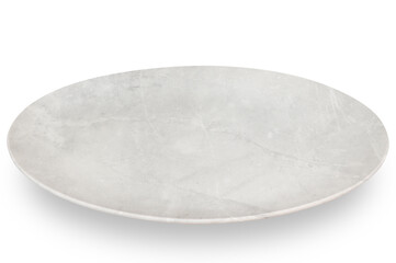 Grey circle marble plate isolated on white background.