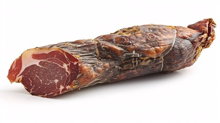 Fototapeta premium Premium cured meat from Italy or Spain, photographed on a white background in high quality.