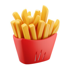 french fries 3d realistic icon illustration isolated on transparent background