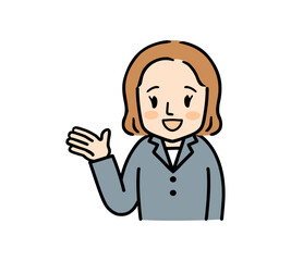 Fototapeta premium 笑顔で明るく案内するスーツ姿の女性