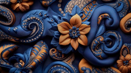 Kaleidoscope of paisley patterns in jewel tones on a dark background.
