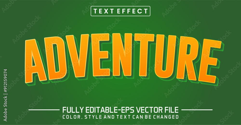 Poster adventure green font text effect editable
