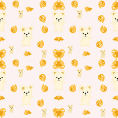 Fototapeta premium seamless pattern with rat and cheese, animals