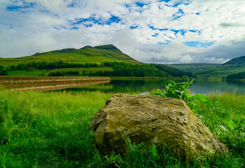 lake,  field in the mountains, Dovestone Reservoir