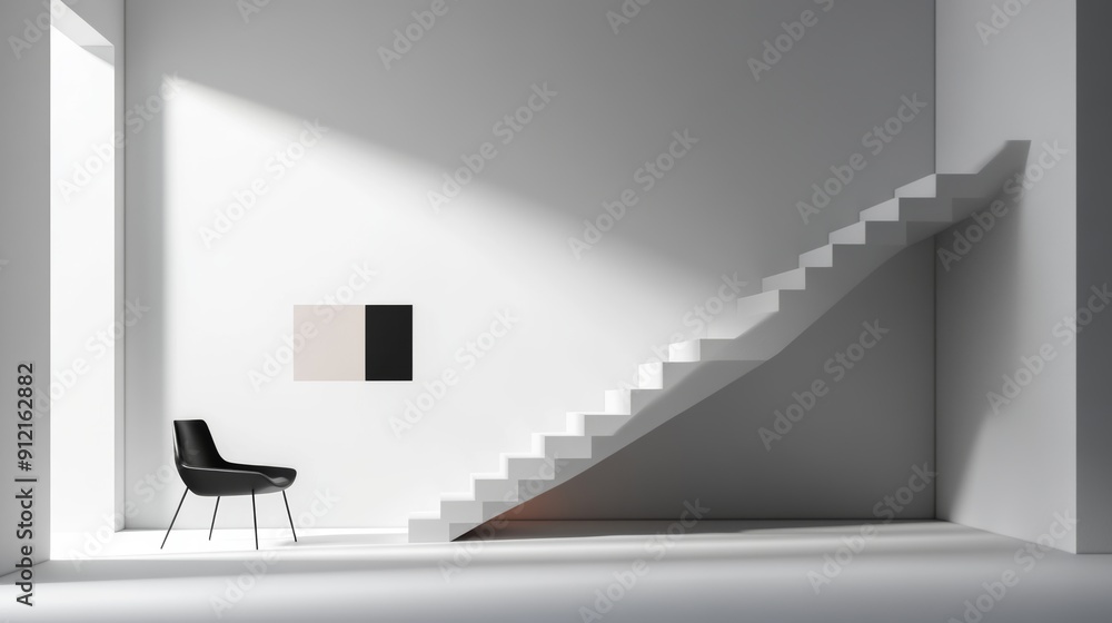 Aufkleber an optical illusion room with impossible geometry and gravity-defying objects.