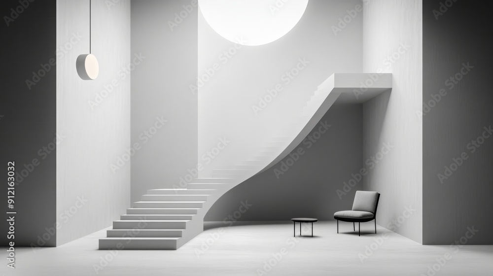 Aufkleber an optical illusion room with impossible geometry and gravity-defying objects.
