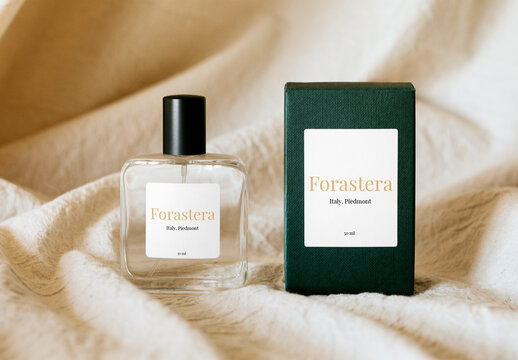 Branding Perfume Bottle Label And Box Mockup