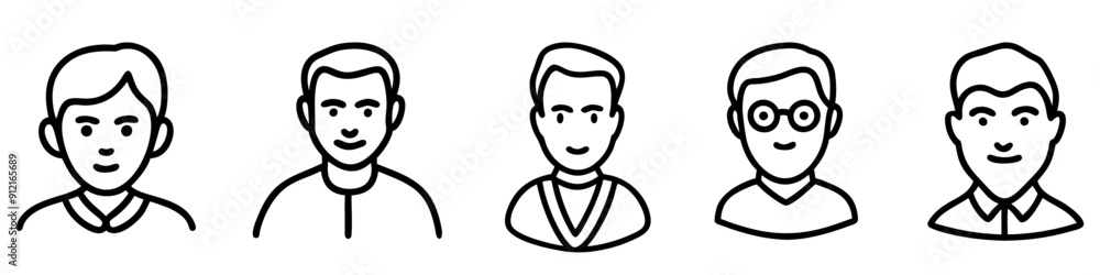 Canvas Prints set of linear avatar icons. men face avatar icon isolated. black avatar icon in flat design. vector 