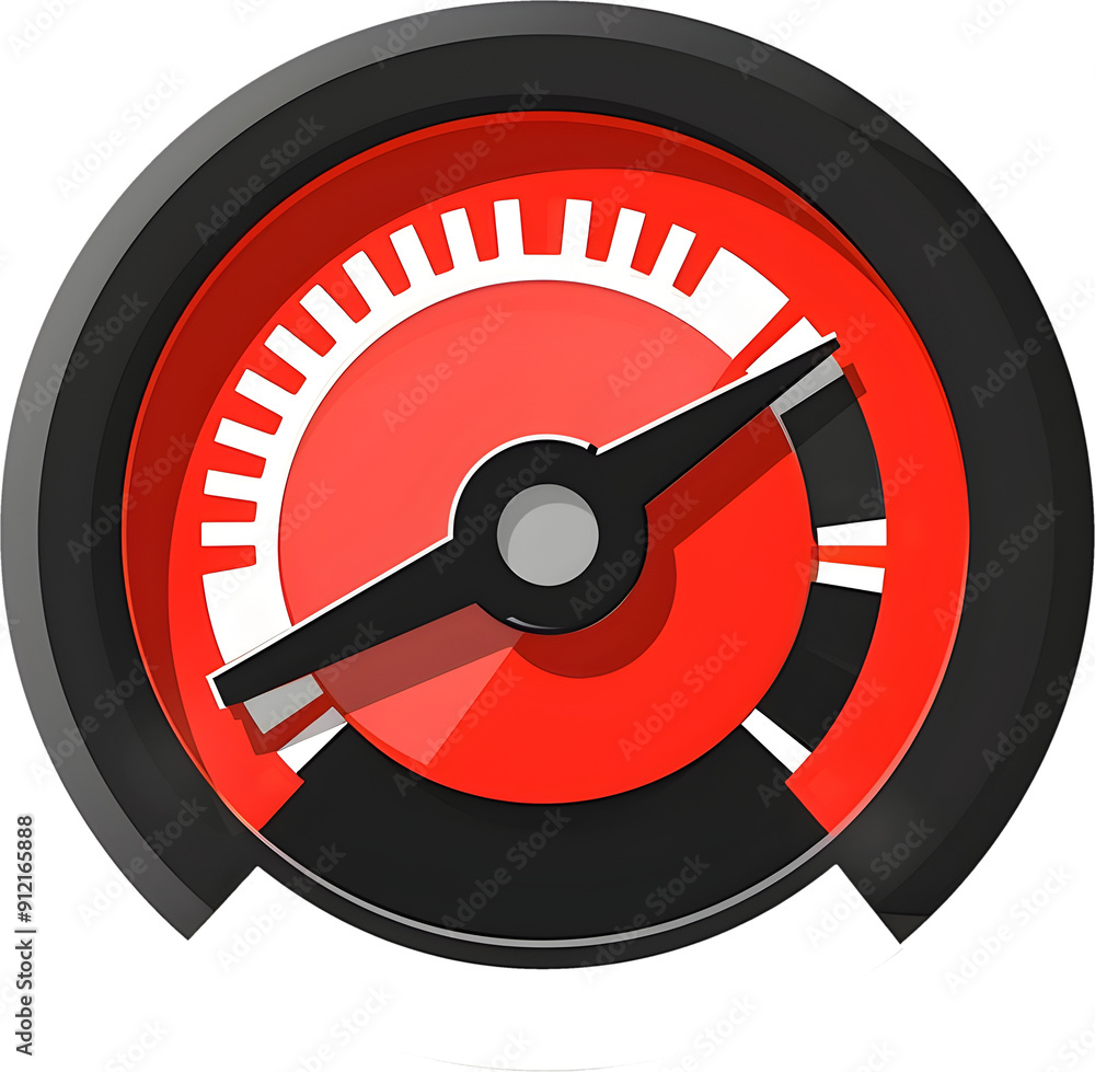 Poster flat gauge meter sticker icon with modern red and black design suitable for ui dashboards and