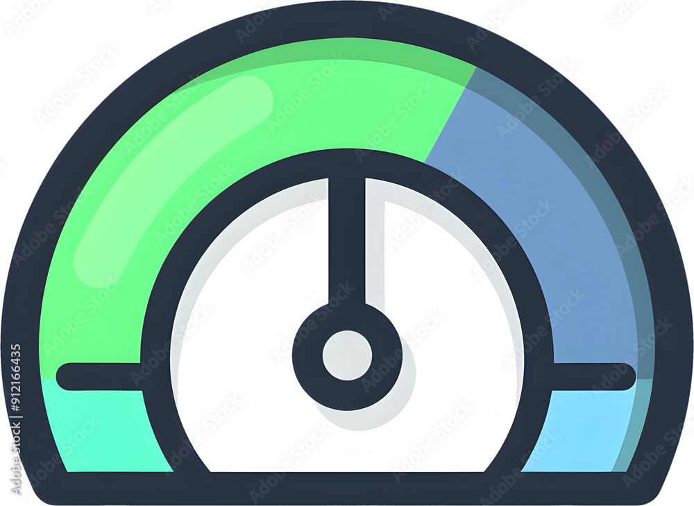 Poster minimalist gauge meter icon depicting credit score with colorful outline design for ui and digital