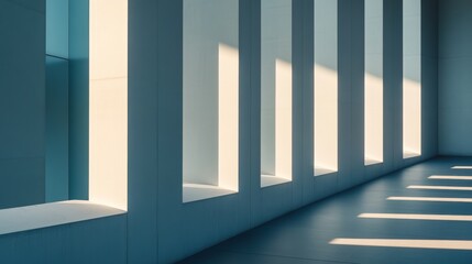 Fototapeta premium Geometric shadows created by modern architectural elements.