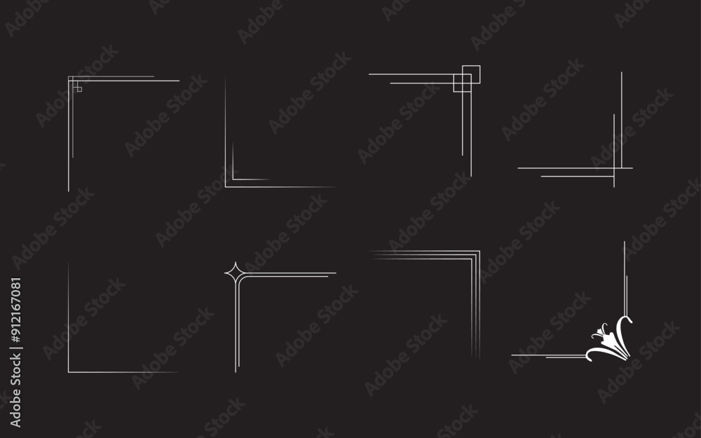 Poster white line hand draw frame collection border corner shape straight lines template design concept