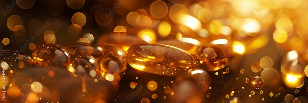 Aufkleber golden bokeh abstract background - abstract background of golden bokeh lights representing warmth, j